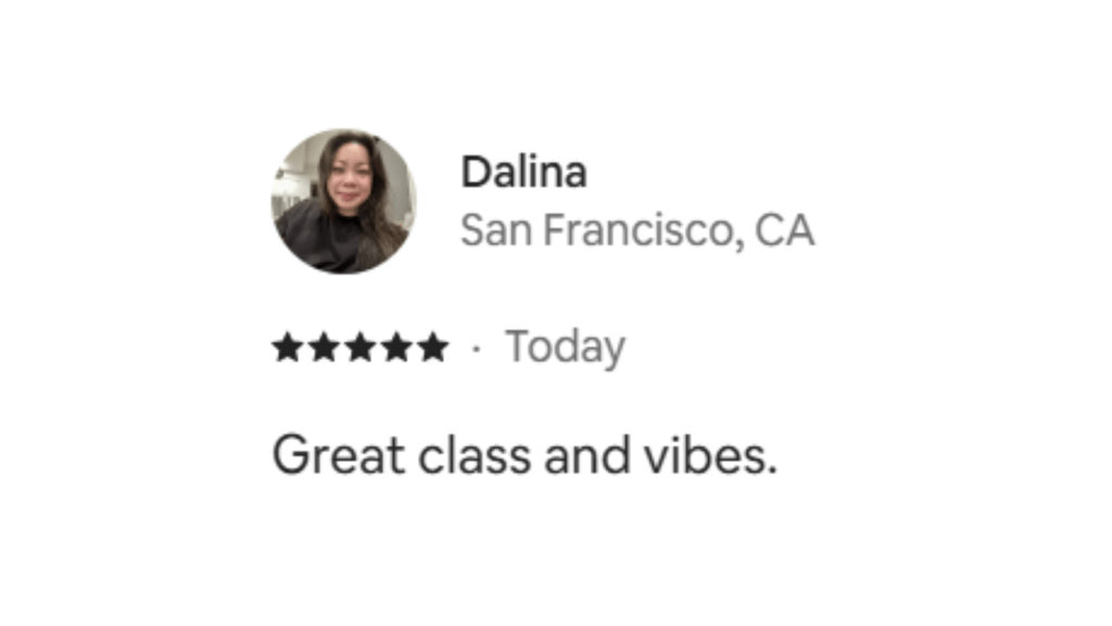 Dalina San Francisco, CA ★★★★★ Great class and vibes.