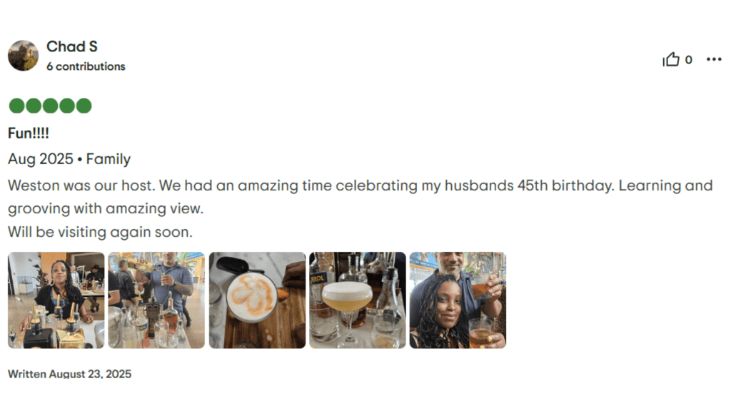 Chad S Fun!!!! Aug 2025. Family Weston was our host. We had an amazing time celebrating my husbands 45th birthday. Learning and grooving with amazing view. Will be visiting again soon. Written August 23, 2025